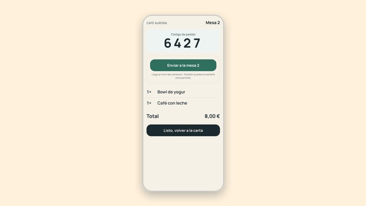 Pedido preparado con su código de 4 cifras