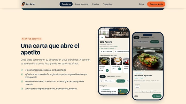 Funciones de Don Carta en doncarta.es